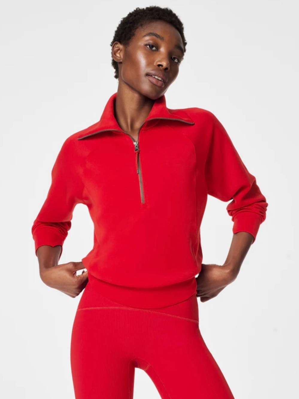 NWOT Spanx AirEssentials Red 1/2 Zip Modal Top